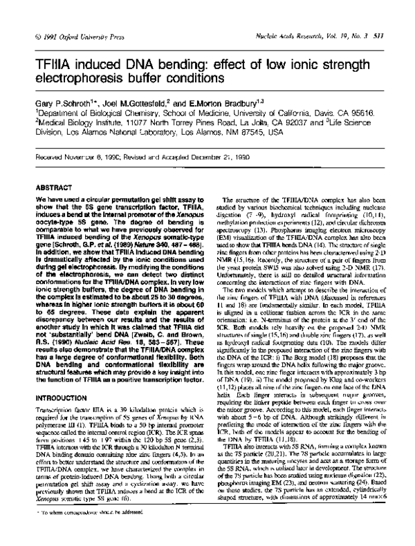 (PDF) TFIIIA induced DNA bending effect of low ionic strength