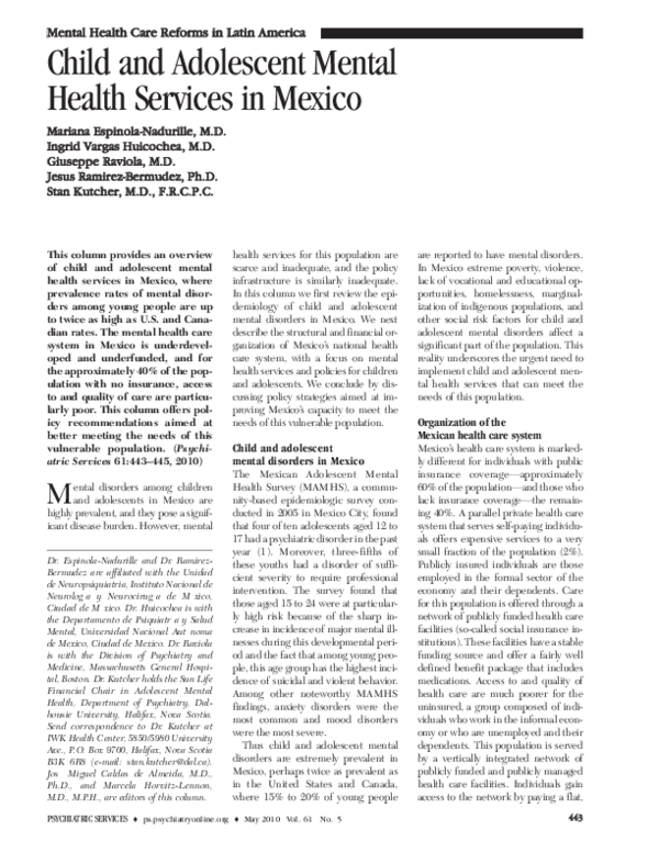 (PDF) Child and Adolescent Mental Health Services in Mexico