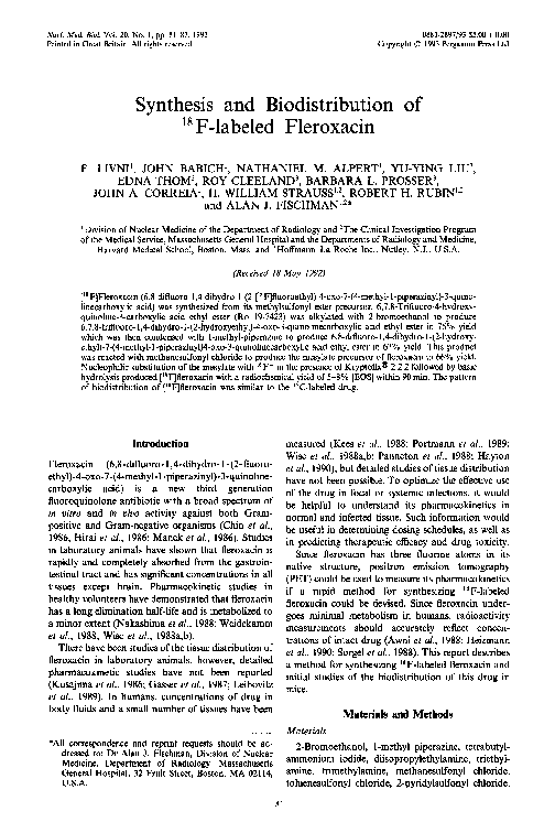 (PDF) Synthesis and biodistribution of 18F-labeled Fleroxacin