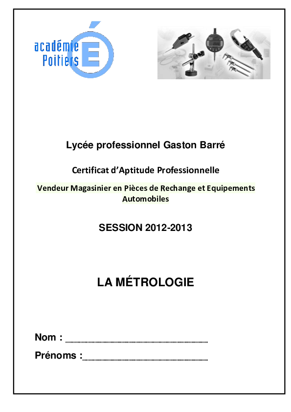 Pdf Lycee Professionnel Gaston Barre Certificat D Aptitude Professionnelle Bouarf Kabir Academia Edu