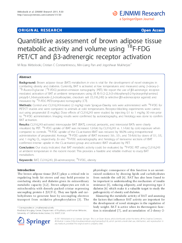 (PDF) Quantitative assessment of brown adipose tissue metabolic ...