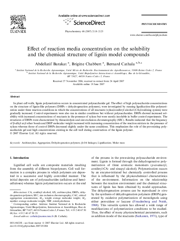 (PDF) Effect of reaction media concentration on the solubility and the ...