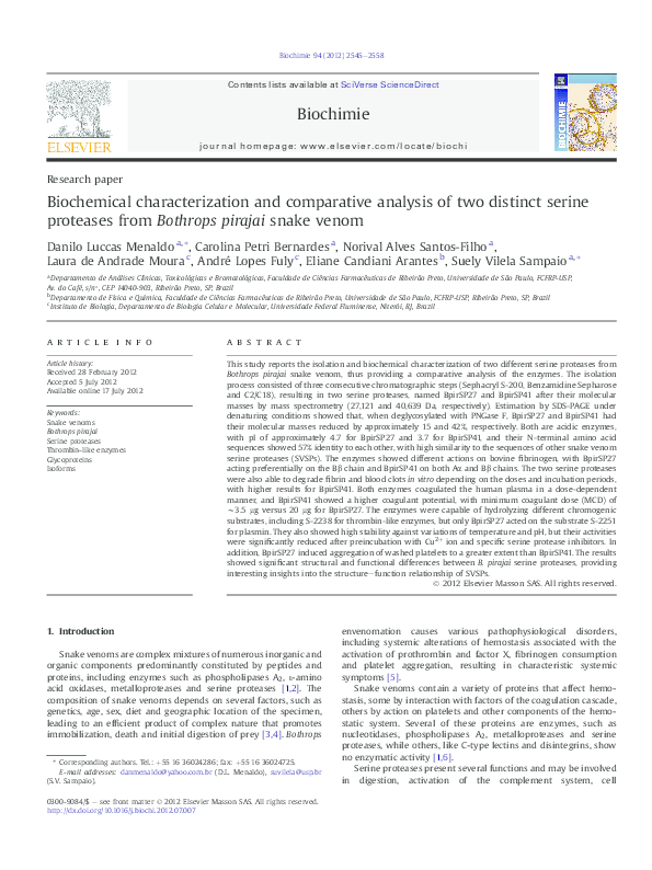 (PDF) Biochemical characterization and comparative analysis of two ...