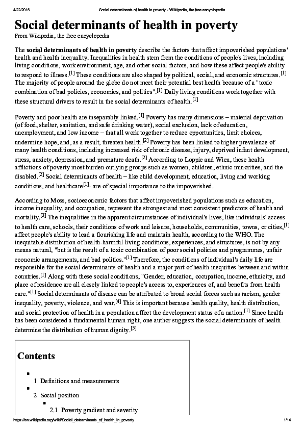 (PDF) Social determinants of health in poverty