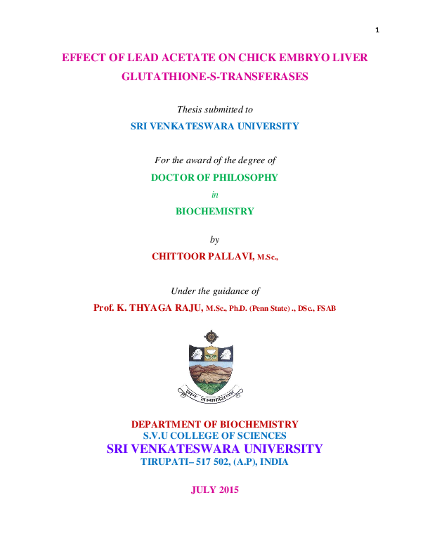 (PDF) A STUDY ON EFFECT OF LEAD ACETATE ON CHICK EMBRYO LIVER