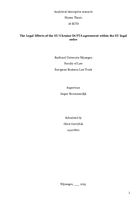 (DOC) AA DCFT between EU and Ukraine direct effect in the EU