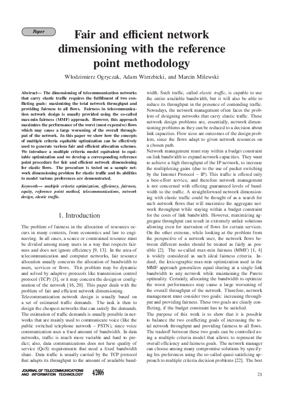 (PDF) Fair and efficient network dimensioning with the reference point ...