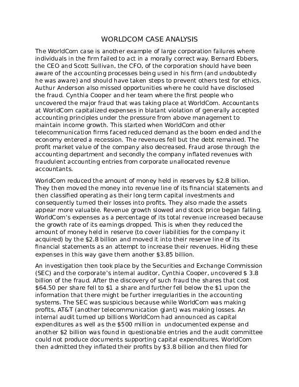 Worldcom case study answers image