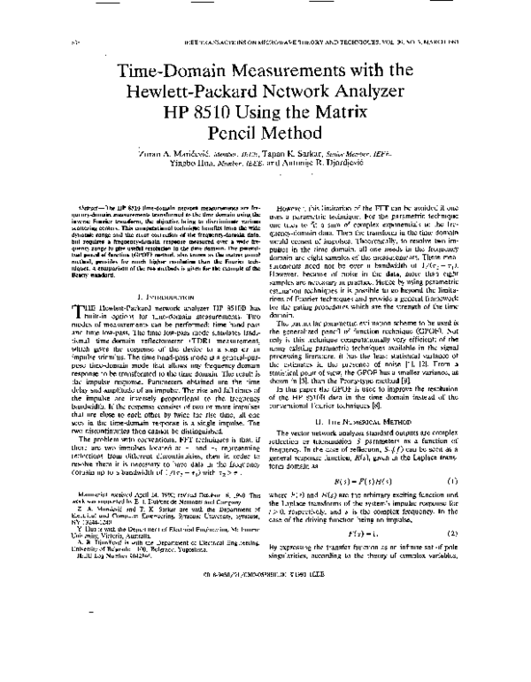 (PDF) Time-domain measurements with the Hewlett-Packard network ...