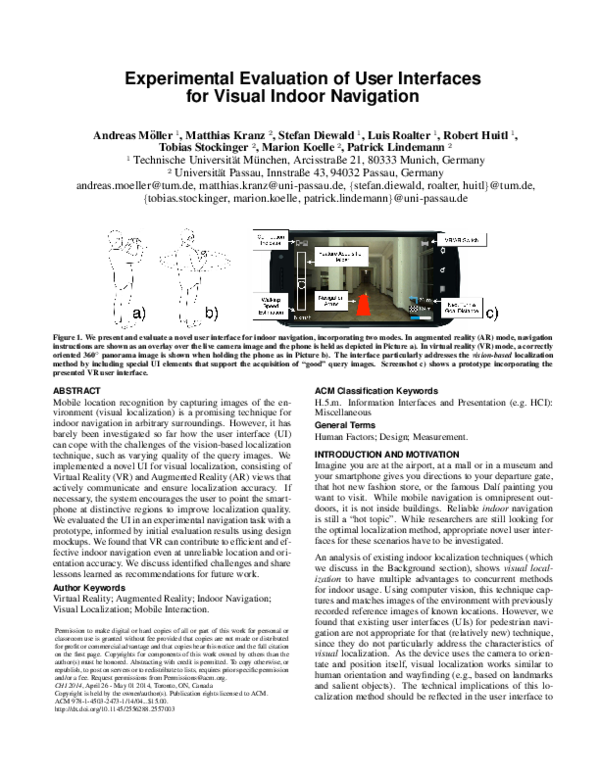 (PDF) Experimental evaluation of user interfaces for visual indoor ...