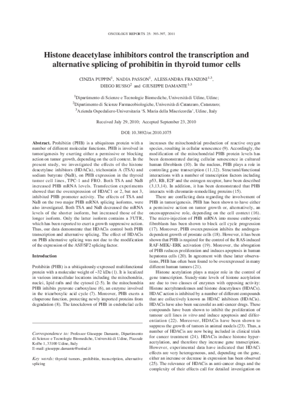 (PDF) Histone deacetylase inhibitors control the transcription and ...