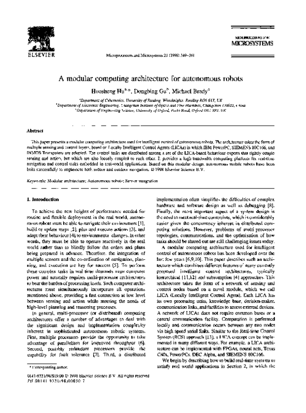 (PDF) A modular computing architecture for autonomous robots