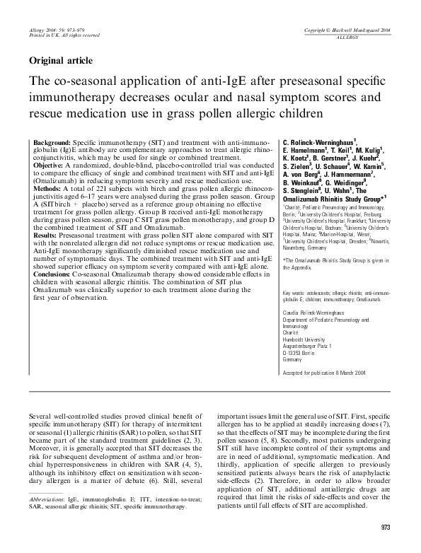 (PDF) Evaluation of Sub cutaneousRush Immunotherapy Effectiveness in