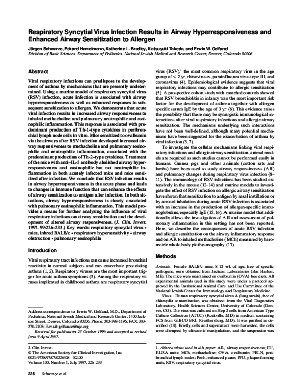 (PDF) Respiratory syncytial virus infection results in airway ...