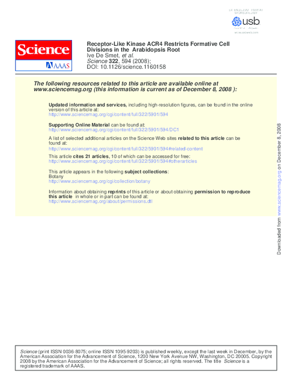 (PDF) Receptor-Like Kinase ACR4 Restricts Formative Cell Divisions in ...
