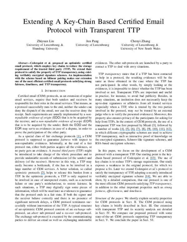 (PDF) Extending a key-chain based certified email protocol with ...
