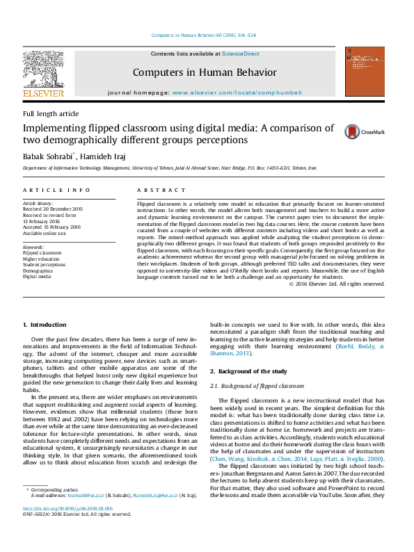 (PDF) Implementing flipped classroom using digital media: A comparison ...