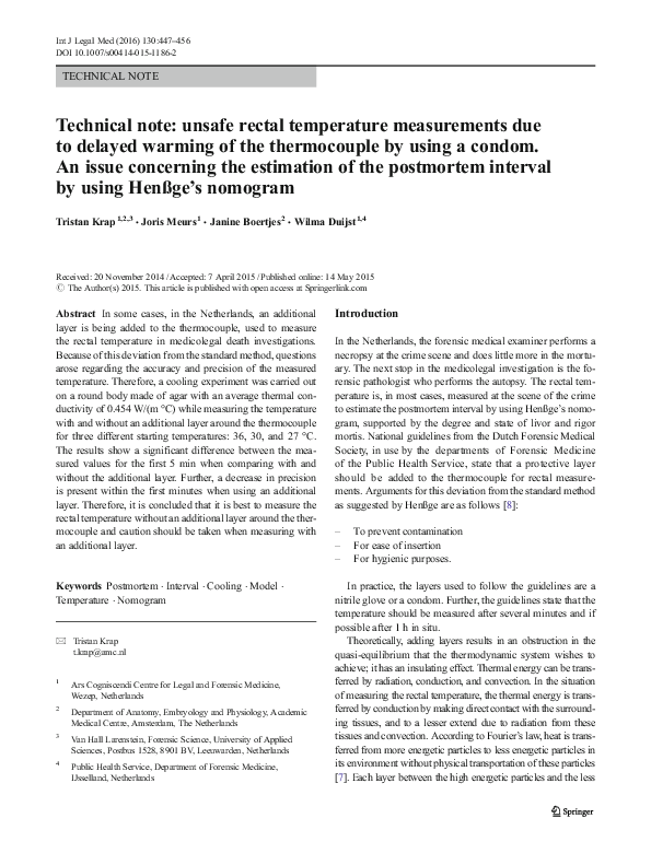 (PDF) Technical note unsafe rectal temperature measurements due to