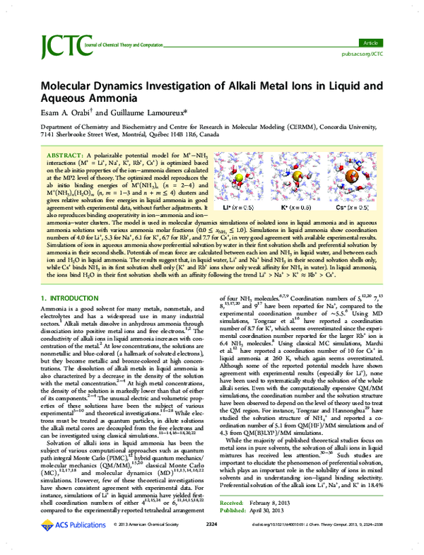 (PDF) Molecular Dynamics Investigation of Alkali Metal Ions in Liquid ...