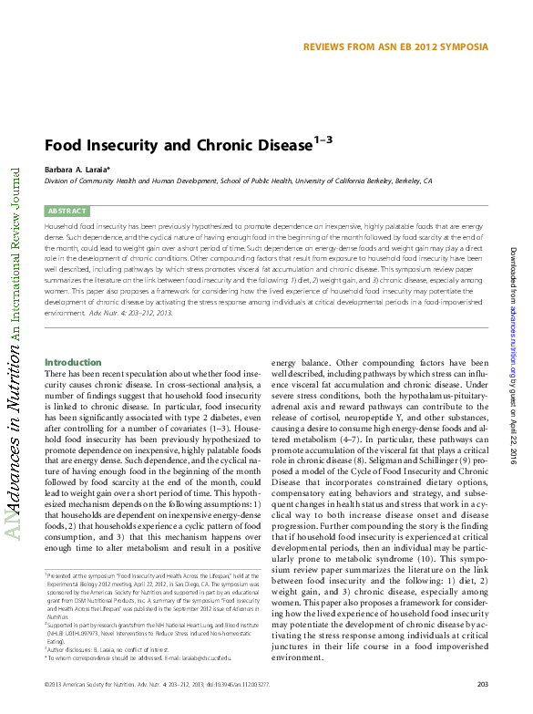 (PDF) Food Insecurity and Chronic Disease
