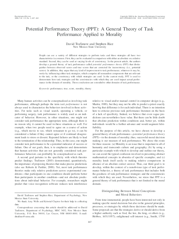 (PDF) Potential performance theory (PPT): A general theory of task ...