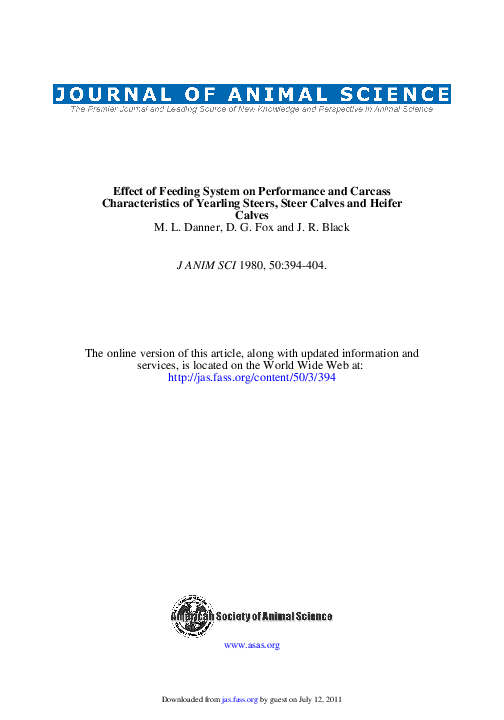 (PDF) Effect of feeding system on performance and carcass ...