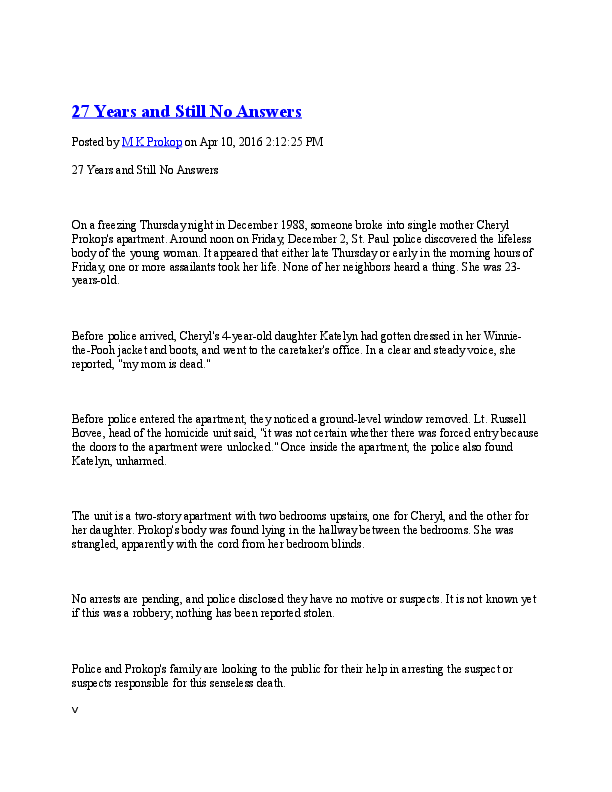 Doc Video Script 27 Years And Still No Answers Mk Prokop Academia Edu