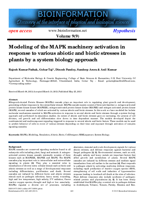(PDF) Modeling of the MAPK machinery activation in response to various ...