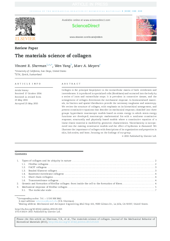 (PDF) The materials science of collagen