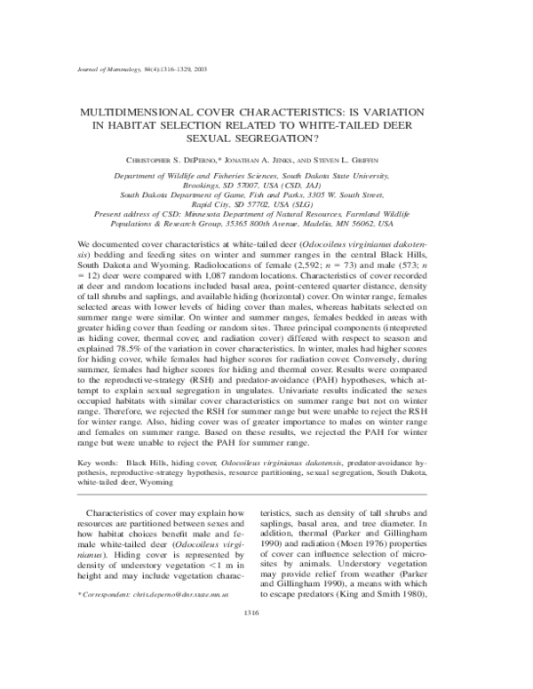 (PDF) MULTIDIMENSIONAL COVER CHARACTERISTICS IS VARIATION IN HABITAT