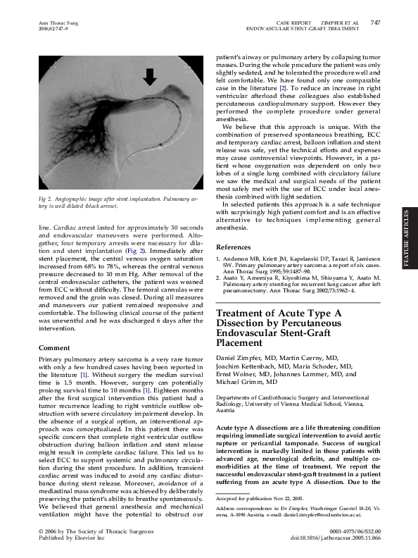 (PDF) Treatment of Acute Type A Dissection by Percutaneous Endovascular ...