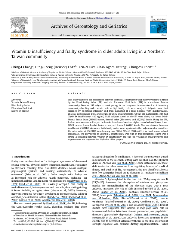 (PDF) Vitamin D insufficiency and frailty syndrome in older adults ...