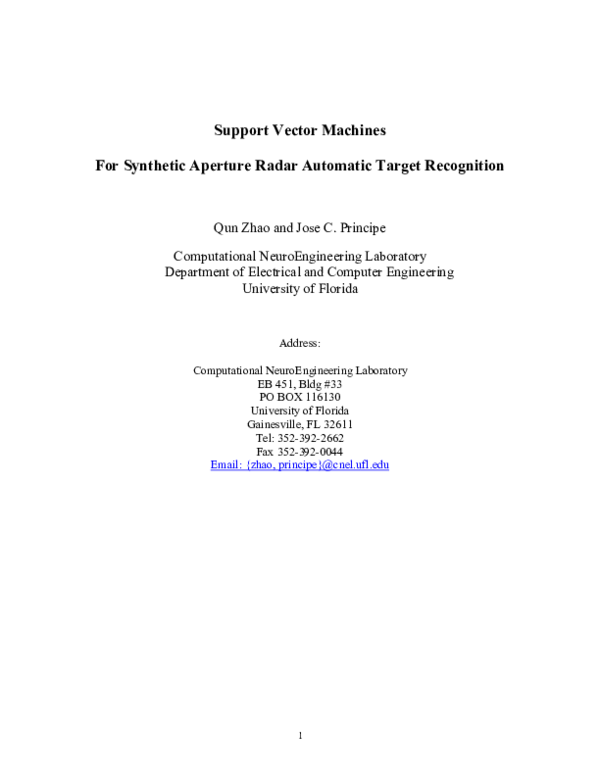 (PDF) Support vector machines for SAR automatic target recognition