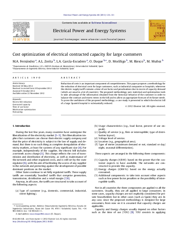 (PDF) Cost optimization of electrical contracted capacity for large ...