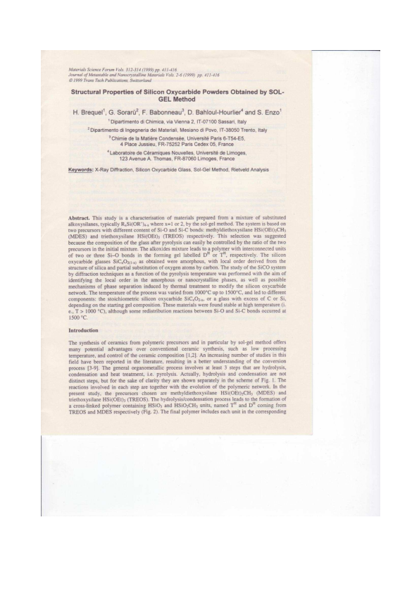(PDF) Structural Properties of Silicon Oxycarbide Powders Obtained by ...