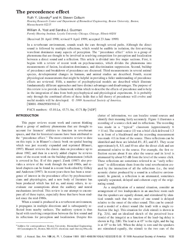 (PDF) The precedence effect