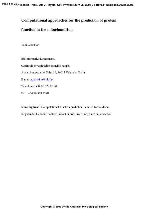 (PDF) Computational Approaches for the Prediction of Protein-Protein ...