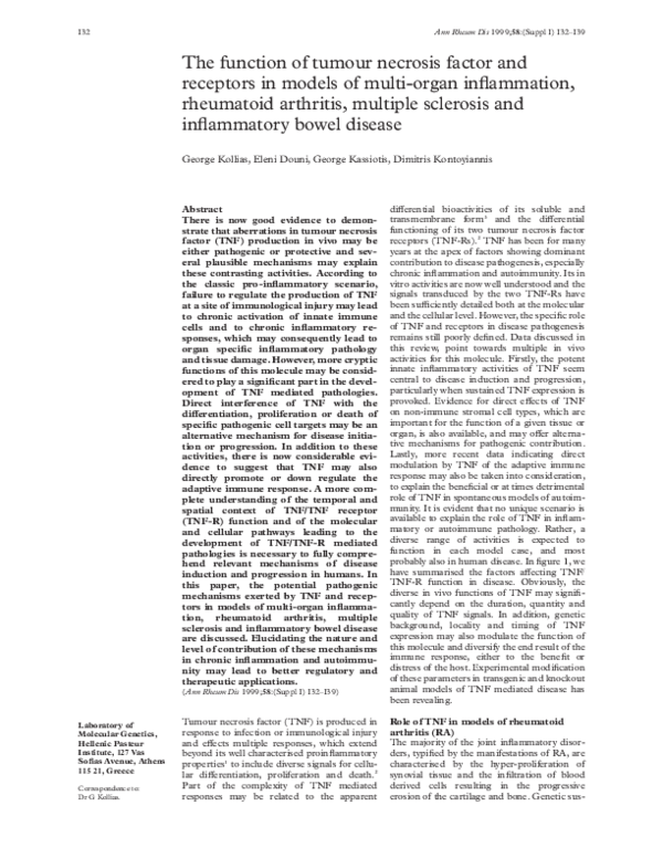 (PDF) The function of tumour necrosis factor and receptors in models of ...