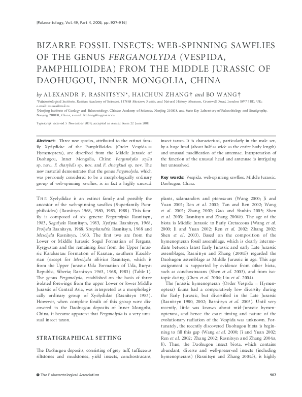 (PDF) Bizarre fossil insects: web-spinning sawflies of the genus ...