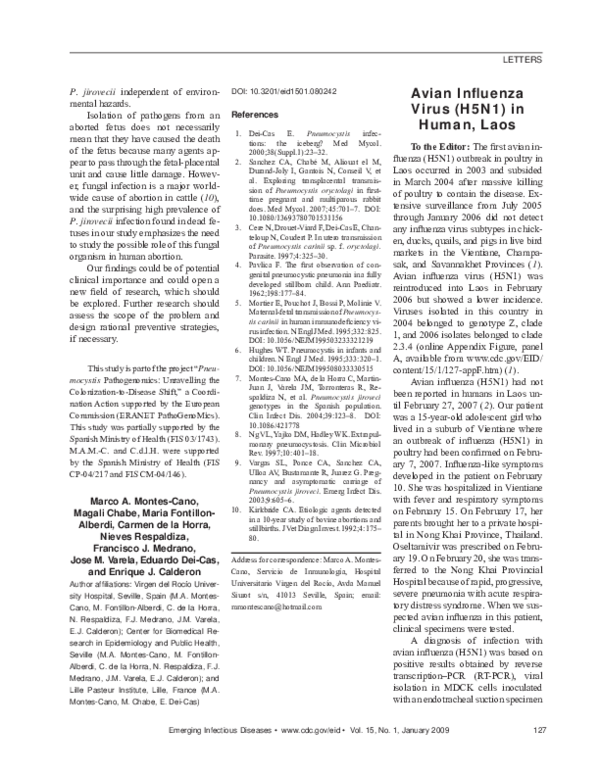 (PDF) Avian Influenza Virus (H5N1) in Human, Laos
