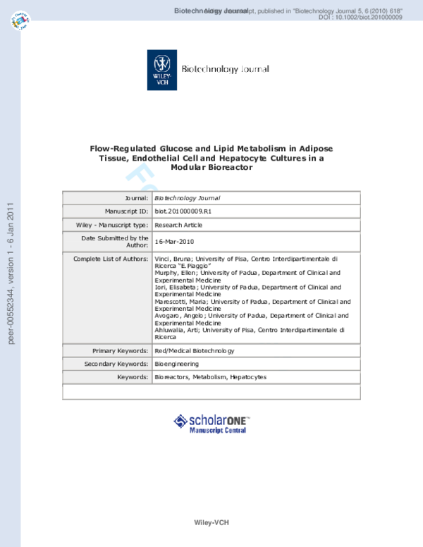 (PDF) Flow-regulated glucose and lipid metabolism in adipose tissue ...