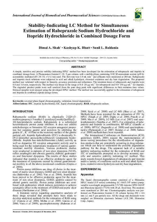 Stability-Indicating LC Method for Simultaneous Estimation of ...