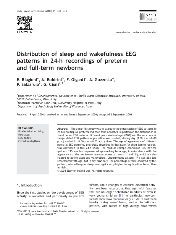 (PDF) Distribution of sleep and wakefulness EEG patterns in 24-h ...