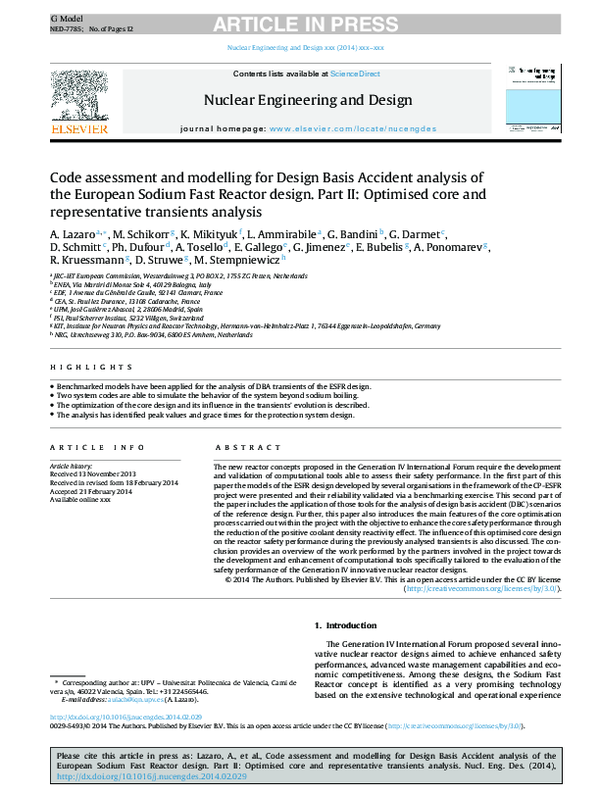 (PDF) Code assessment and modelling for Design Basis Accident Analysis ...