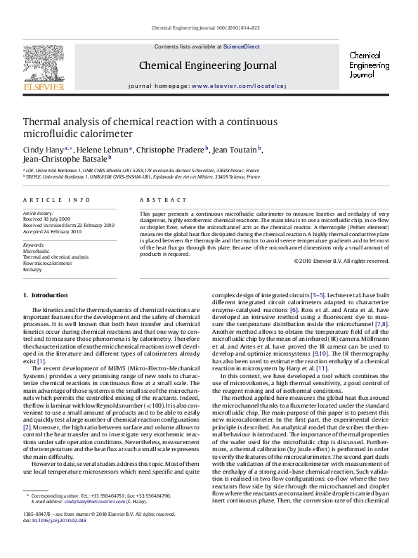 (PDF) Thermal analysis of chemical reaction with a continuous ...