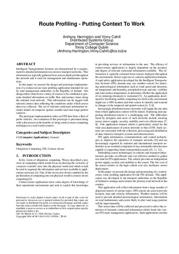 (PDF) Route profiling