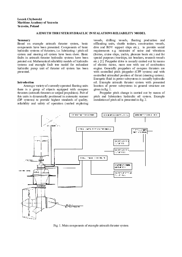 (PDF) Azimuth Thruster Hydraulic Instalations Reliability Model