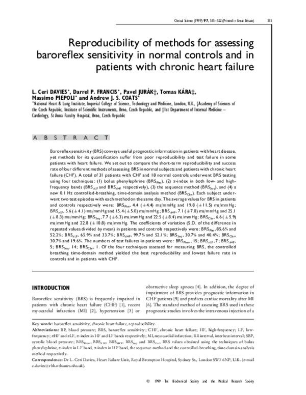 (PDF) Reproducibility of methods for assessing baroreflex sensitivity ...