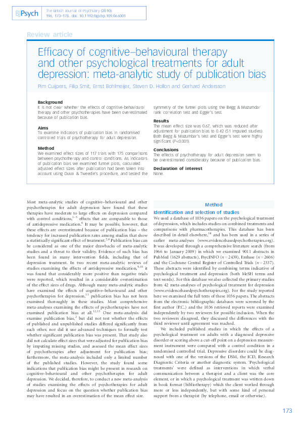 (PDF) Efficacy of cognitive-behavioural therapy and other psychological ...