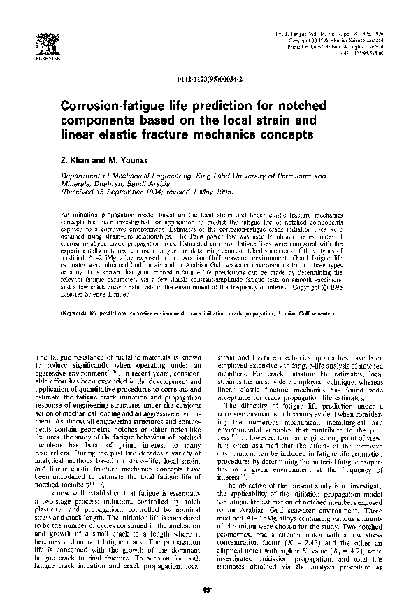 (PDF) Corrosion-fatigue life prediction for notched components based on ...